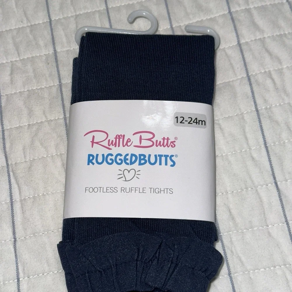 Ruffle Butts Ruggedbutts Footless Ruffle Tights‎ 12-24 months Navy Blue